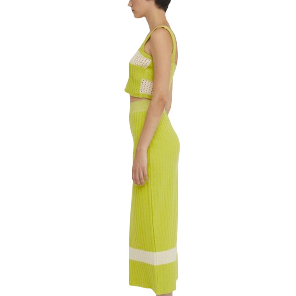 Rita Row x Free People Eulalia S Green Cotton Sweater Maxi High Rise Skirt Set - Picture 12 of 12